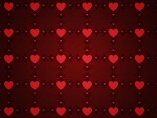 Naklejka na ściany i meble Grunge red pattern with hearts