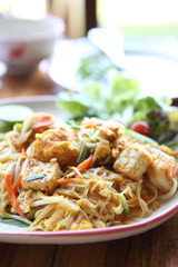 Thai food padthai fried noodle with shrimp