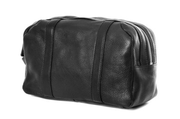 Mans black leather accessory bag 