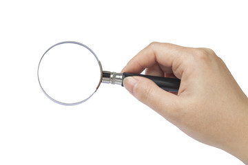 Holding a magnifying glass