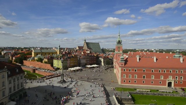 View to Royal Palace from church roof, Warsaw, Poland.