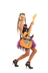 Fototapeta premium lovely young woman with guitar posing