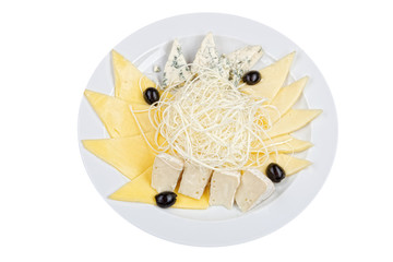 A dish with four kinds of cheese
