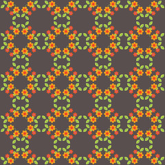 Seamless pattern with small flowers in a circular pattern