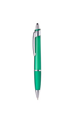 Close up of  green pen isolated with clipping path on white