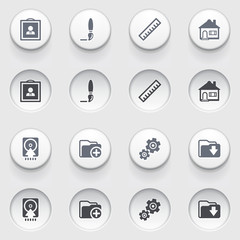 Document icons on white buttons. Set 2.