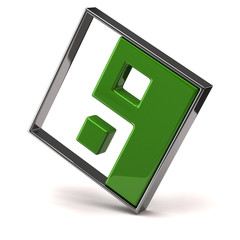 Icon of stylized green ying yang symbol, 3d