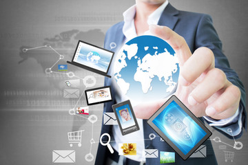 World Technology  In Hand  Of Businessman