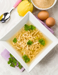 soup with passatelli, traditional italian recipe