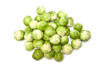 Brussel sprouts isolated on a white studio background.