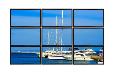 flat panels with yachts