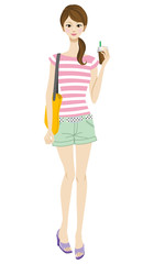 Young woman take a drink -casual-