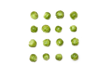 Brussel sprouts isolated on a white studio background.