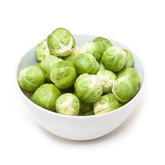 brussel sprouts isolated on a white studio background.