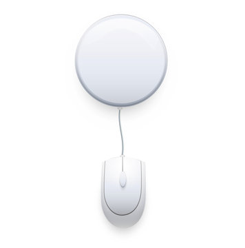 Computer mouse connected to a button web. Vector design. 