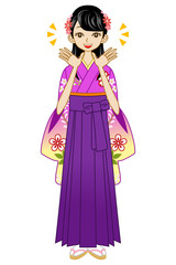 袴/女性/全身/喜ぶ