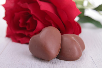 chocolates and red rose