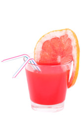isolated cocktail with grapefruit juice and fresh slice