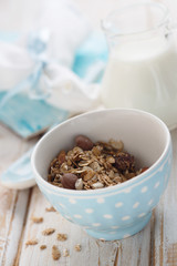 Breakfast muesli with milk