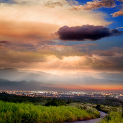 Amazing sunrise and mountain