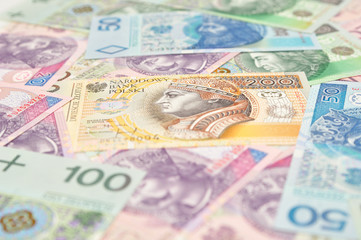 Obraz premium Polish paper money with selective focus.