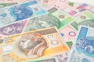 Polish paper money with selective focus.