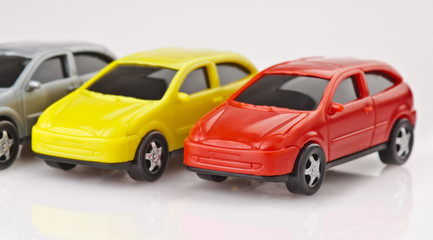 Obraz na płótnie Canvas toy cars made ​​of plastic