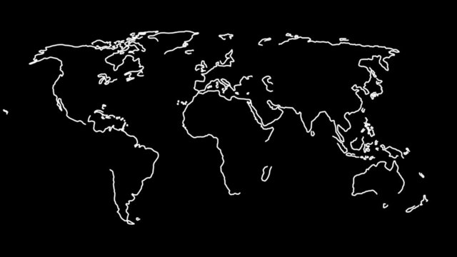 2D World map in lines