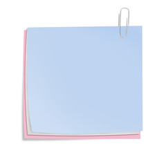 Color sheets of paper with clip isolated. Bussines concept illus