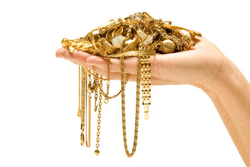 Hand Holding Beautiful gold ready to sell.