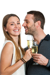 Hansome couple making a toast with champagne.