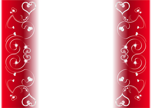 Frise Coeur Et Diamants Fond Rouge - Saint Valentin