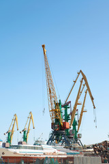 Construction work at the port dock crane