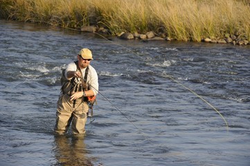 Flyfishing for trout in the Umzimkulu river,Kwazulu Natal
