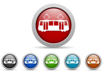 tram vector icon set