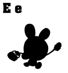 Silhouetted Easter Bunny With Letters E