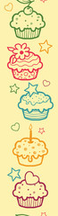 Vector colorful muffins vertical seamless pattern background