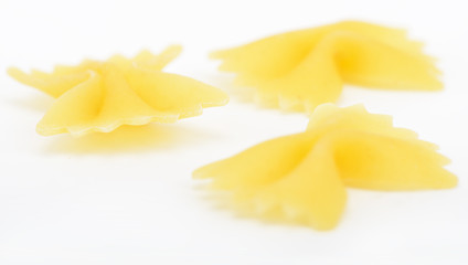 Closeup of Farfalle pasta isolated on white