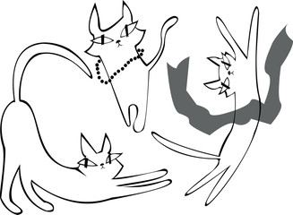 Set of cartoon cats