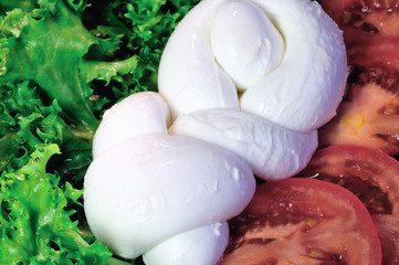 Mozzarella, tomato and salad