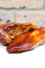 chicken breasts smothered in a tangy barbecue sauce