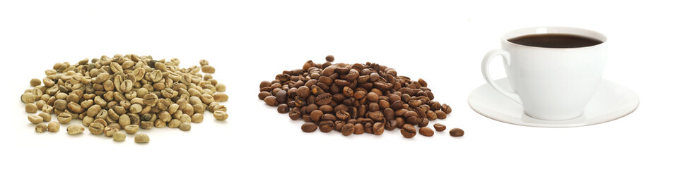 coffee beans and cup of coffee