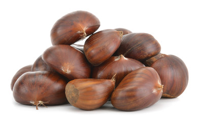 Heap of chestnut isolated on white background