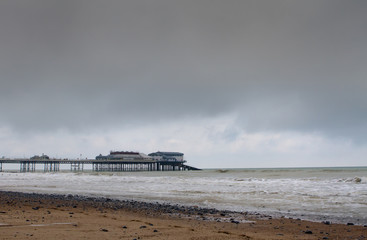 cromer pier at sunrise on english coast