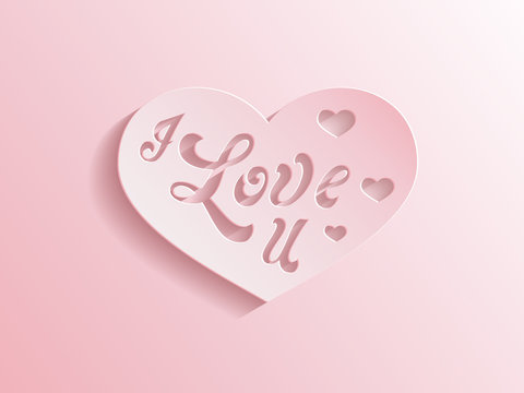 Pink heart with I love you inscription