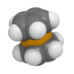 Ferrocene organometallic molecule, chemical structure.