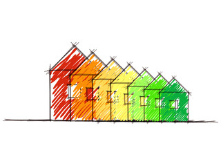 Sketch of the diagram of house energy efficiency rating. Eps10 - 48355515