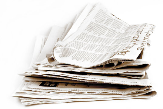 stack of newspapers isolated