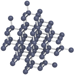 Pure silicon (Si, silicium), crystal structure.  Si is the main