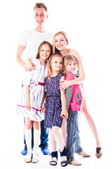 Fototapeta premium Happy family of parents and young children